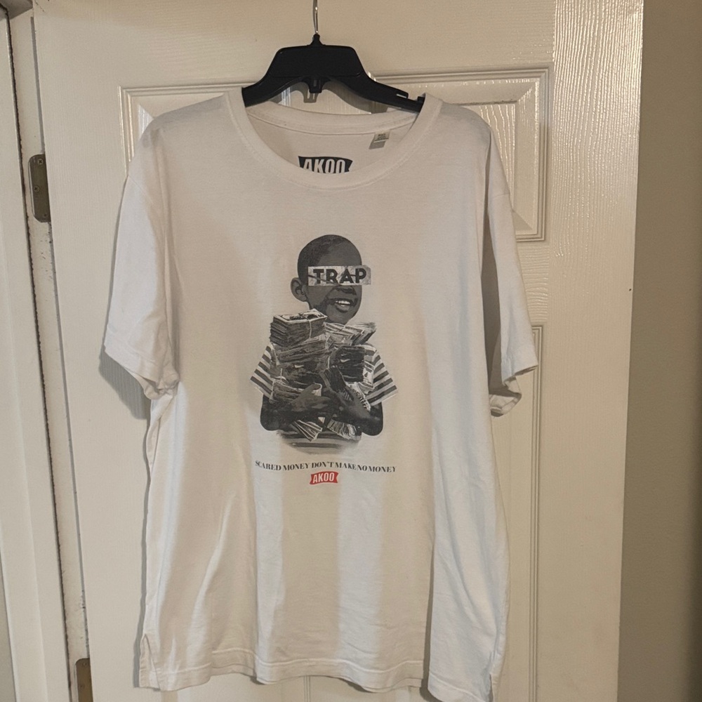 Akoo White Graphic Tee with Black Design